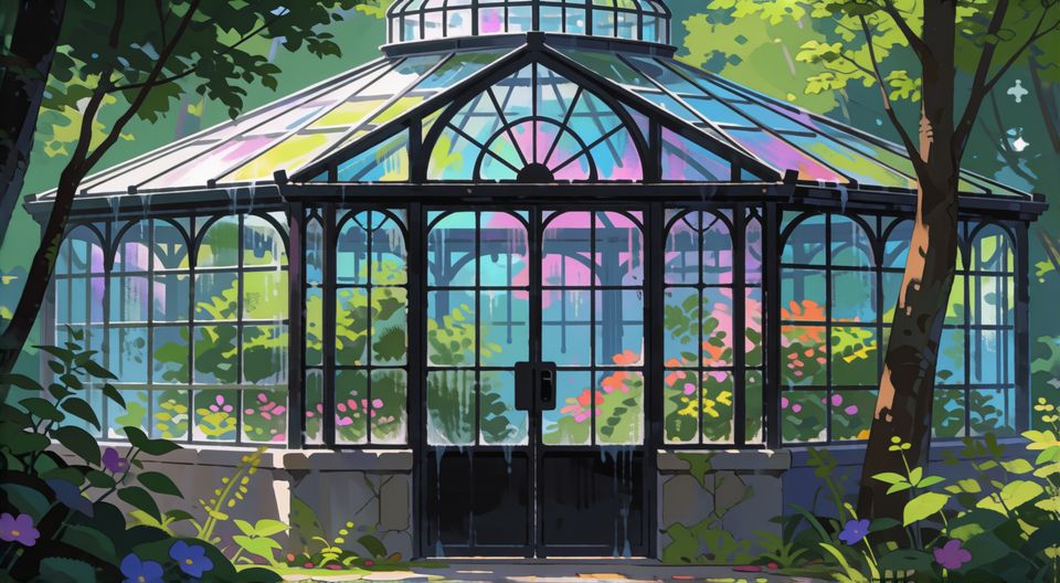 Glass House atmosphere plate: a closer view of the frames in daylight